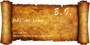 Béda Irma névjegykártya